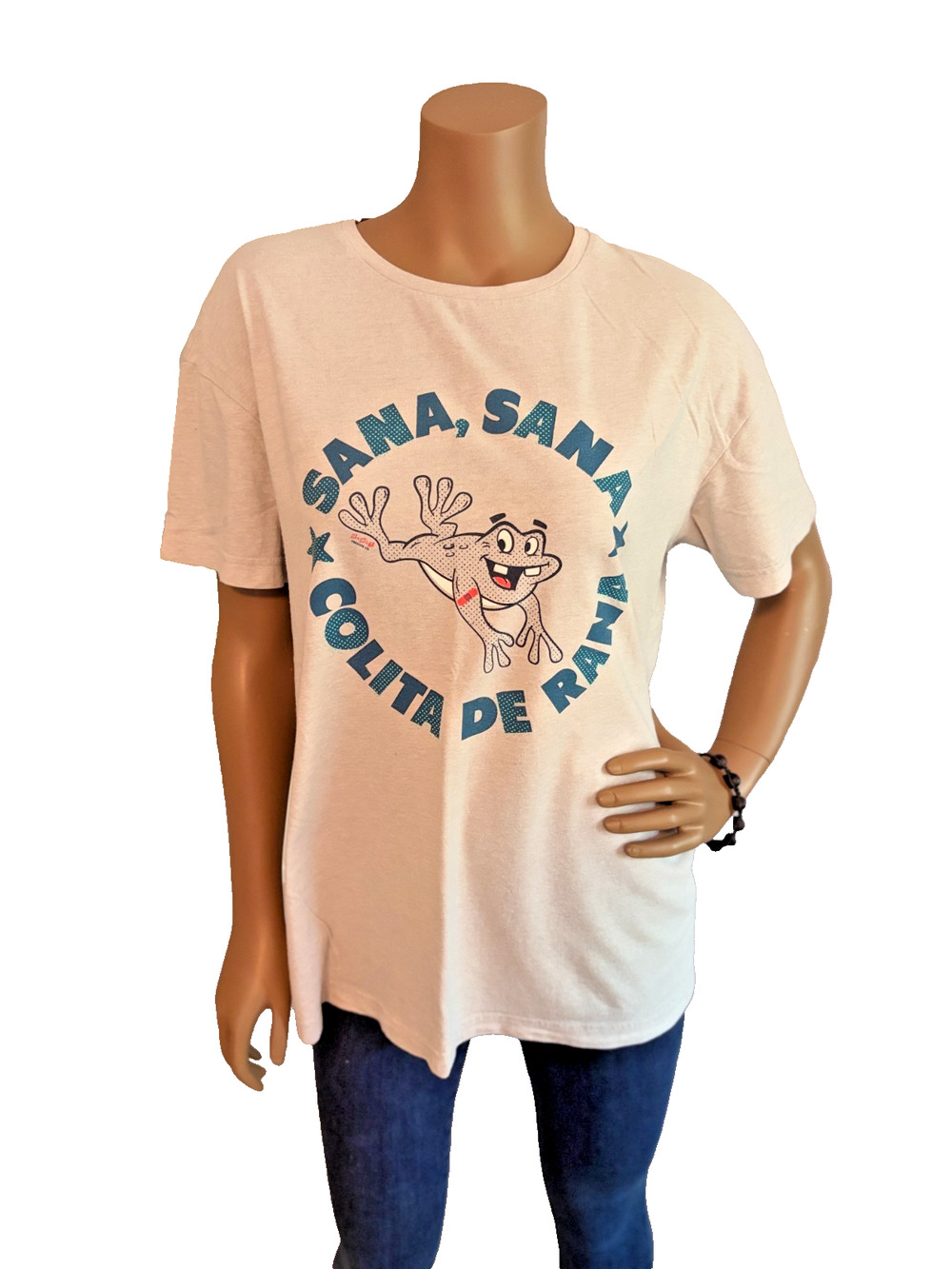 Frog T-Shirt Sana Sana Colita de Rana Latino Heritage Cotton Blend Small Tee